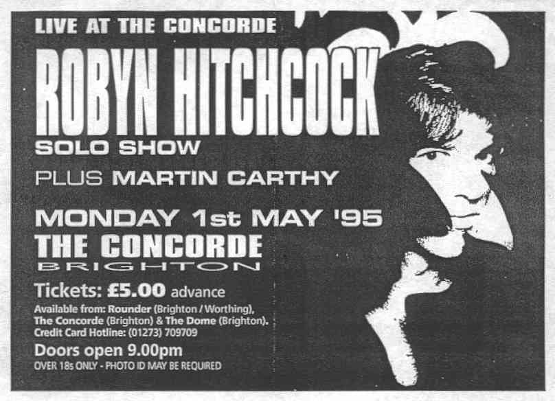 Flyer for the Concorde, Brighton, 1 May 1995