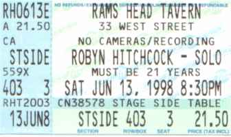 Ram's Head Tavern, 13 Jun 1998