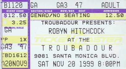 Troubadour, 20 Nov 1999