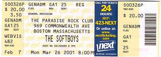 Paradise Rock Club, 26 Mar 2001