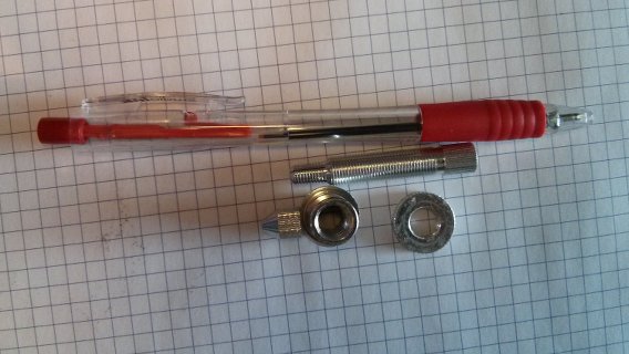 one of the donor red pens, plus the disassembled pen holder