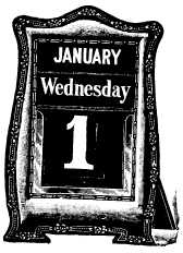 calendar showing January Wednesday 1