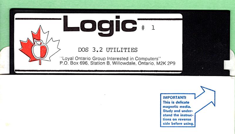 Floppy disk label from LOGIC Apple computer user group