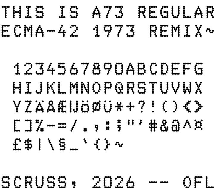 Fixed width dot matrix font sample