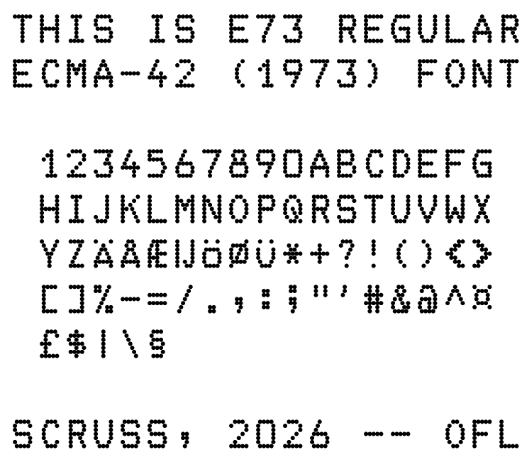 Fixed width dot matrix font sample