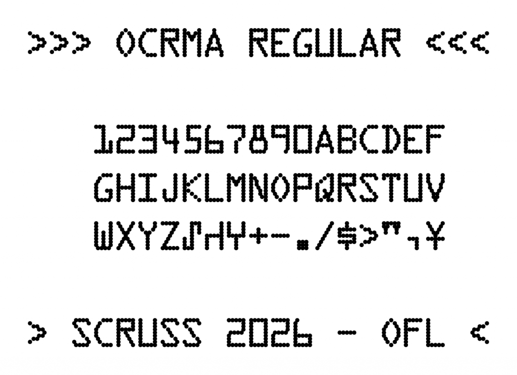 Fixed width dot matrix font sample